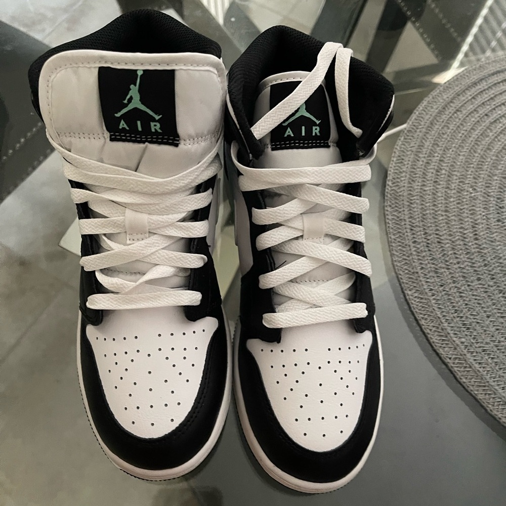 Nike new Jordan’s black white and mint green size 6.5 big kids also size 8 women